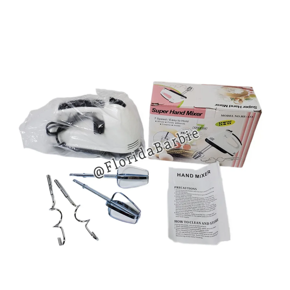 NIB Kitchen Electric Hand Mixer Home Cooking Tools Stainless Steel Accessories